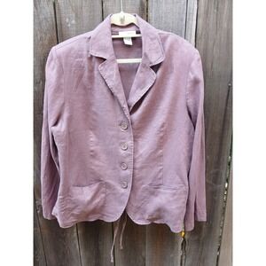 Spiegel Women Blazer Size‎ 18W 100% Linen Dusty Rose Jacket Button Pockets